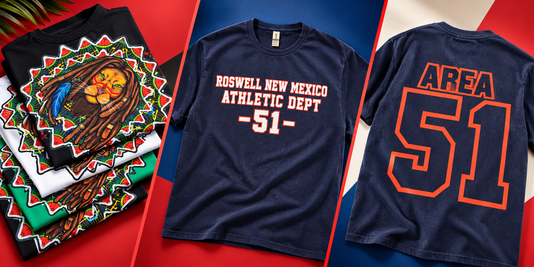 Enhanced collage of custom graphic and sports shirts